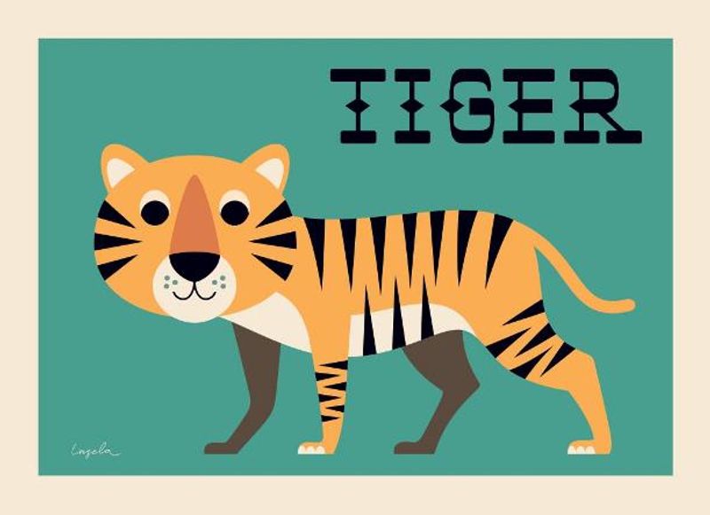 PLAKAT 50×70 – Curious Tiger – Ingela P. Arrhenius