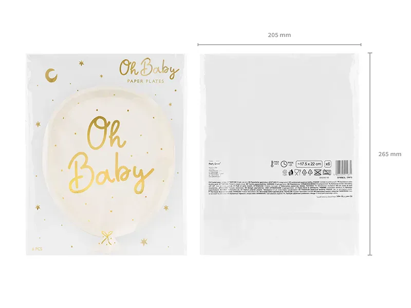 PAPPTALLERKENER – Oh Baby ballong – 6 pk – PartyDeco