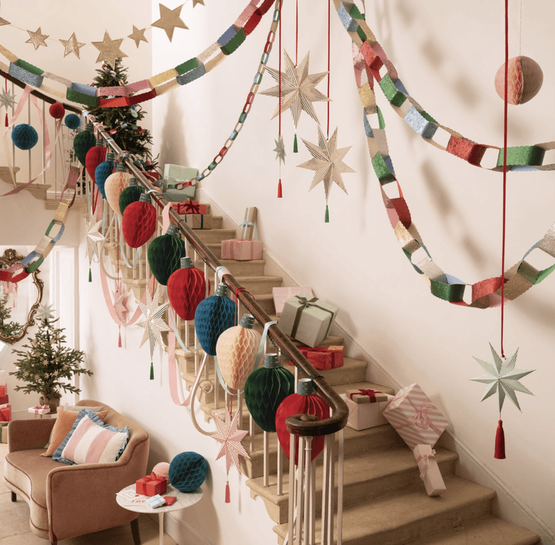STORE PAPIRLENKER – Fargerike med glitter – Meri Meri
