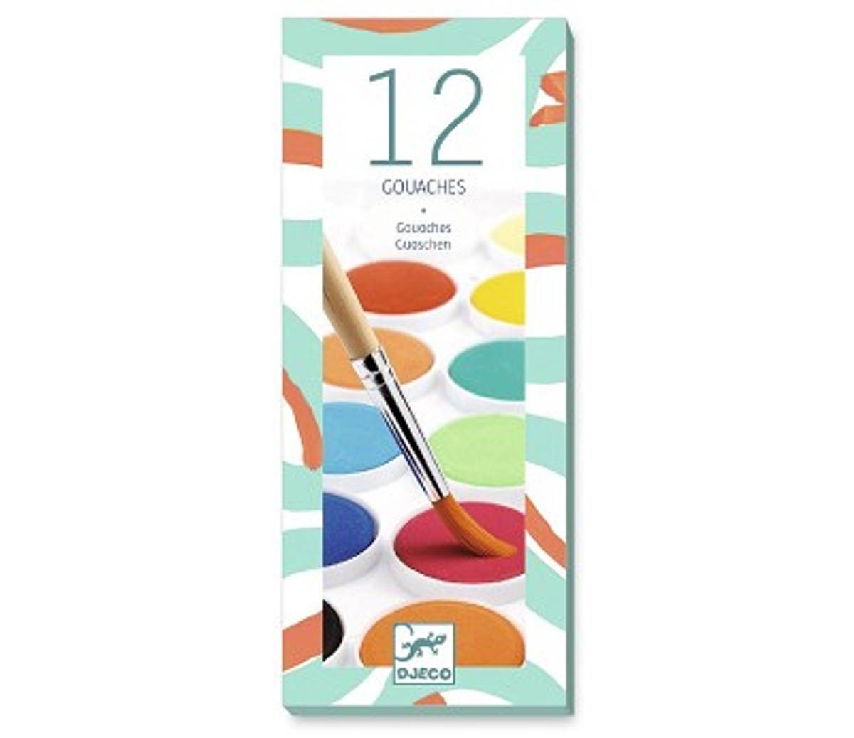 MALESKRIN – 12 vannfarger med pensel – Djeco