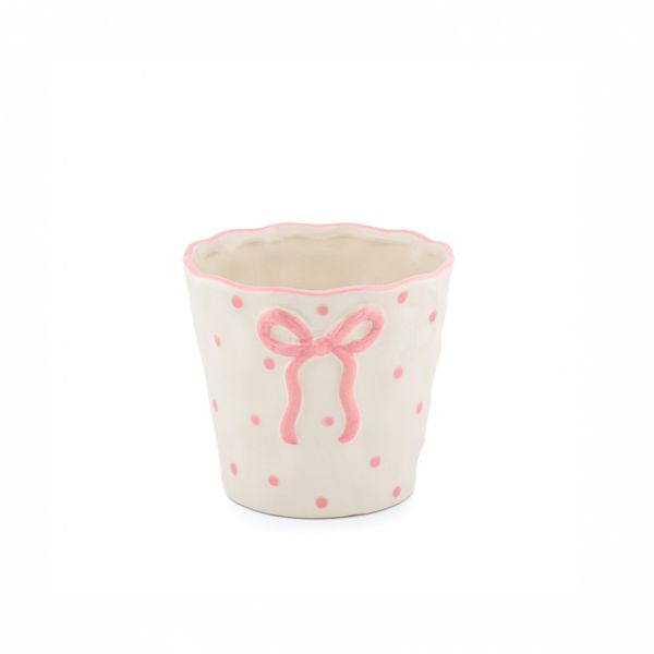 Hovedbilde POTTE – Rosa sløyfe og prikker – Sass & Belle