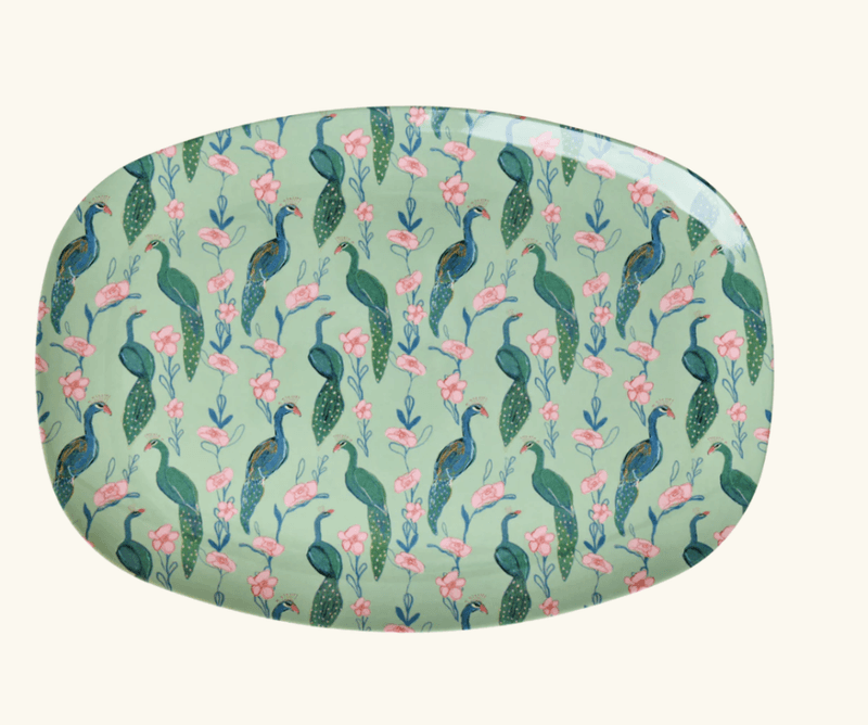 TALLERKEN REKTANGULÆR – Peacock Power print – Rice