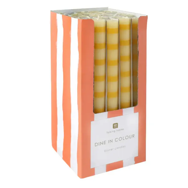 Hovedbilde STEARINLYS – Gul stripet – Talking Tables