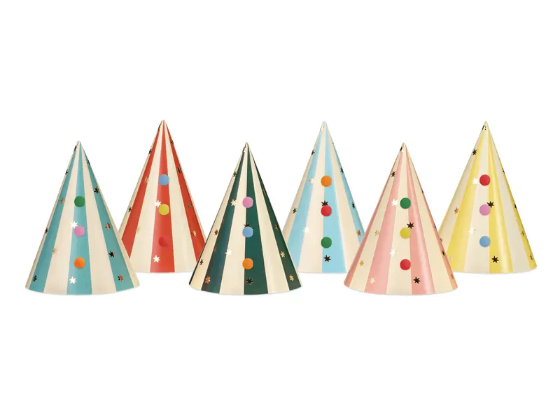 PARTYHATTER – Sirkus – Flerfarget – 6 pk – PartyDeco