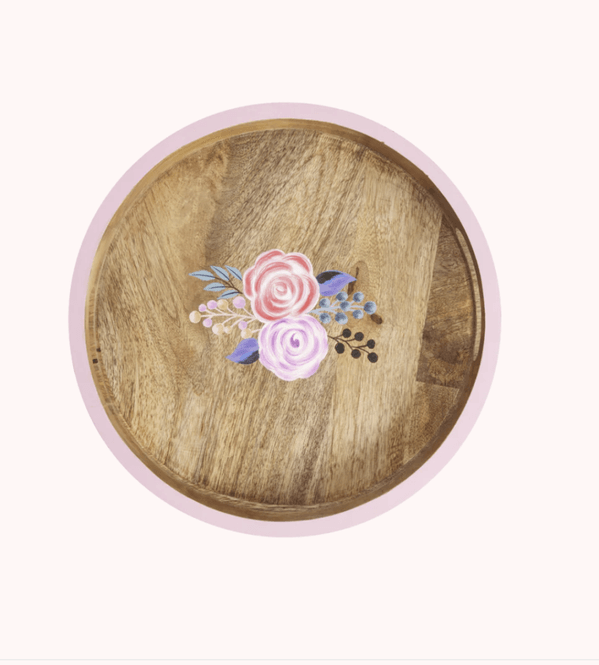 Hovedbilde SERVERINGSBRETT – Rosa kant og blomster – Rice