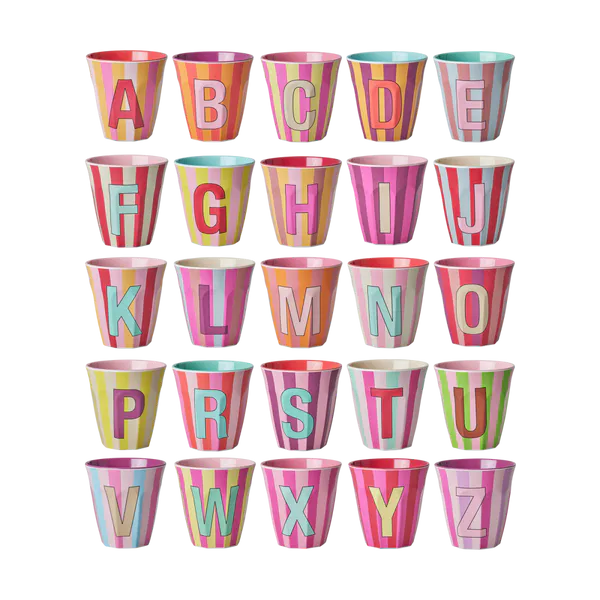 Hovedbilde MEDIUM KOPP – Rosatoner Striper – Bokstav ...