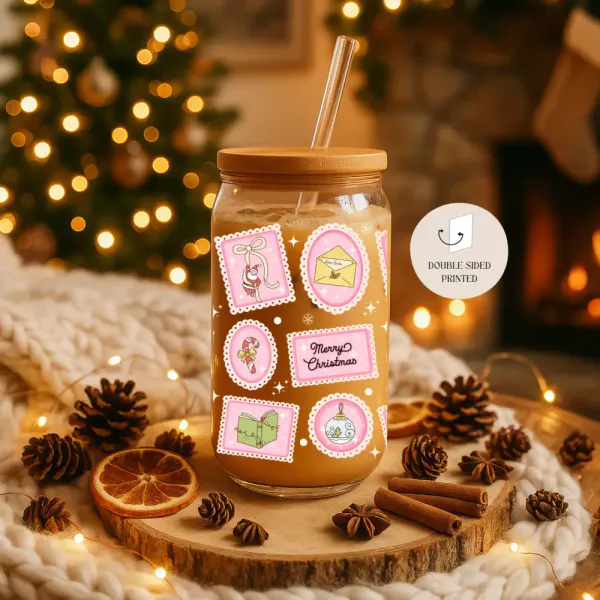 Hovedbilde DRIKKEGLASS MED LOKK OG SUGERØR – Julefrimerker ...