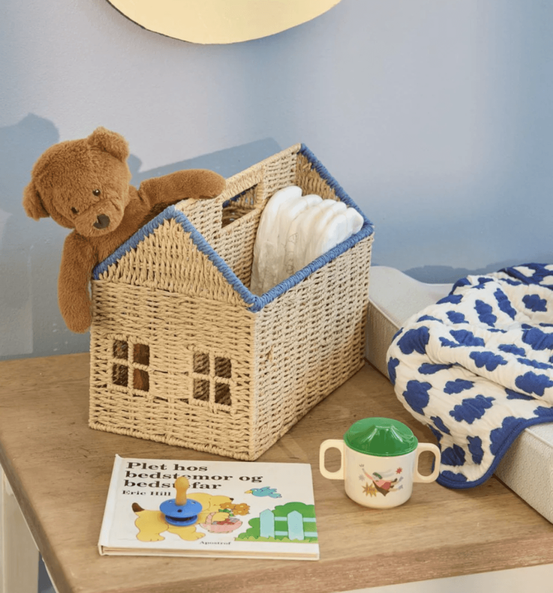 KURV TIL BØKER – Blå kant – Rice