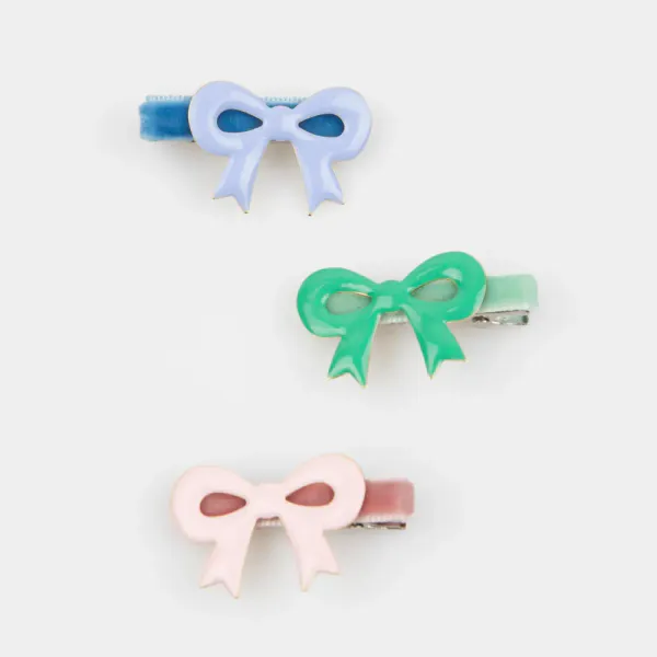 Hovedbilde HÅRSPENNER – Sløyfer emalje & fløyel – 6 stk ...