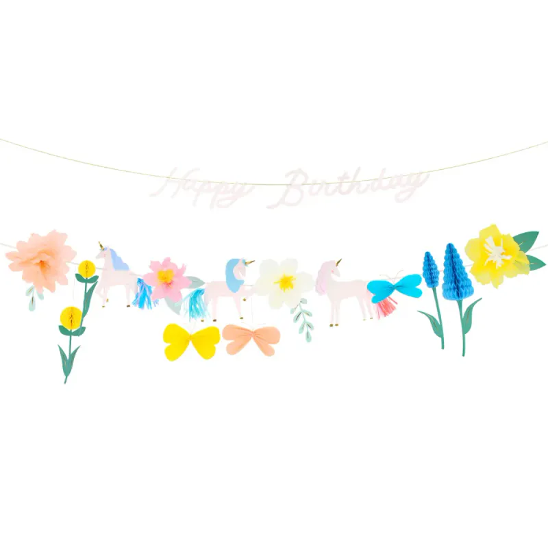 GIRLANDER – Enhjørninger og blomster – Happy Birthday – Meri Meri