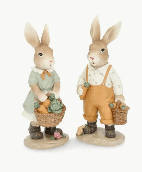 Hovedbilde PÅSKEPYNT – Påskeharer med kurv med gulrøtter – ...