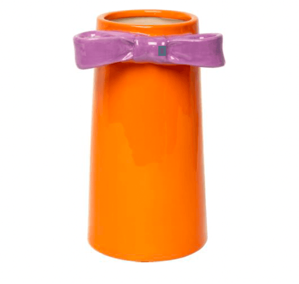 Hovedbilde VASE MED SLØYFE – lilla og oransje