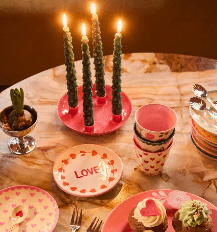 ADVENTSLYSESTAKE – Korallrosa med hjerte – Rice