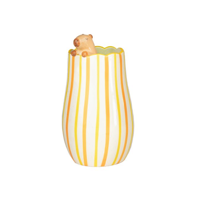 Hovedbilde VASE – Capybara på kanten – Gule striper ...