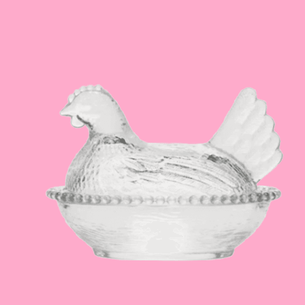 Hovedbilde GLASSKÅL MED LOKK – Høne – Alot