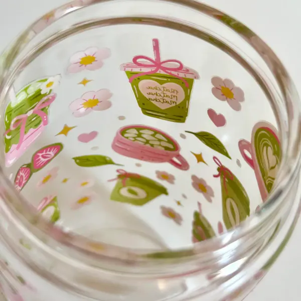 Hovedbilde DRIKKEGLASS MED LOKK OG SUGERØR – Matcha Pink – ...