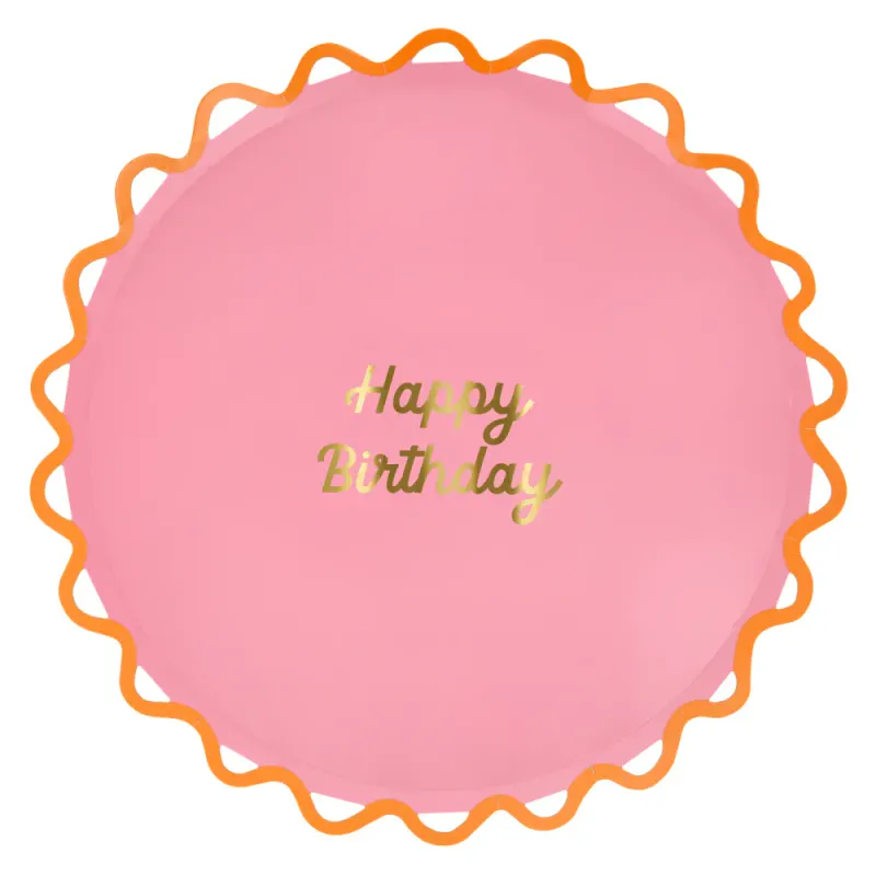 PAPPTALLERKENER – Happy Birthday med bølgekant – 8 pk – Meri Meri