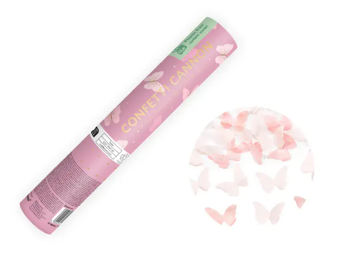 Hovedbilde KONFETTIKANON – Rosa sommerfugler – PartyDeco