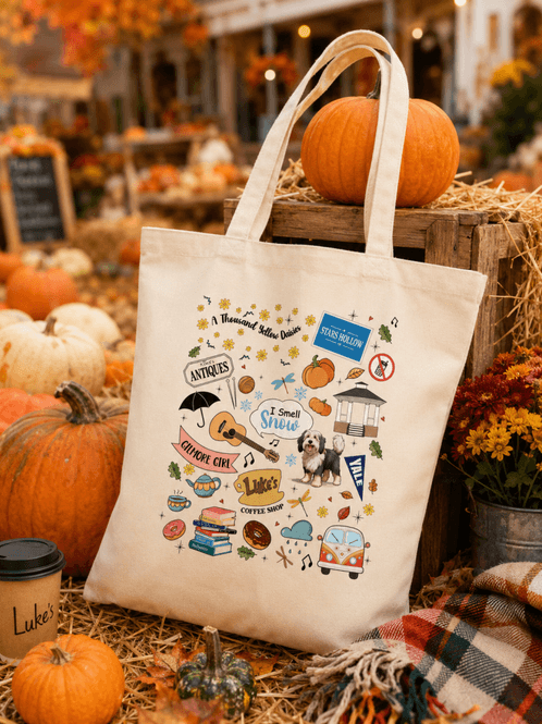 Hovedbilde TOTEBAG – Stars Hollow Collage – Festligtrykk