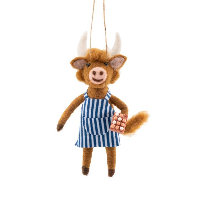 Hovedbilde  JULETREPYNT – Highland Cow med egg – Sass & ...