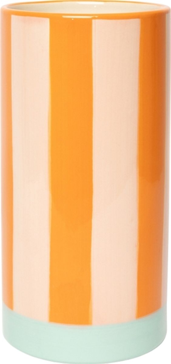 VASE MED STRIPER – oransje og lyserosa med mint