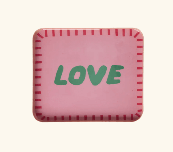 Hovedbilde METALLBRETT – LOVE rosa – Rice