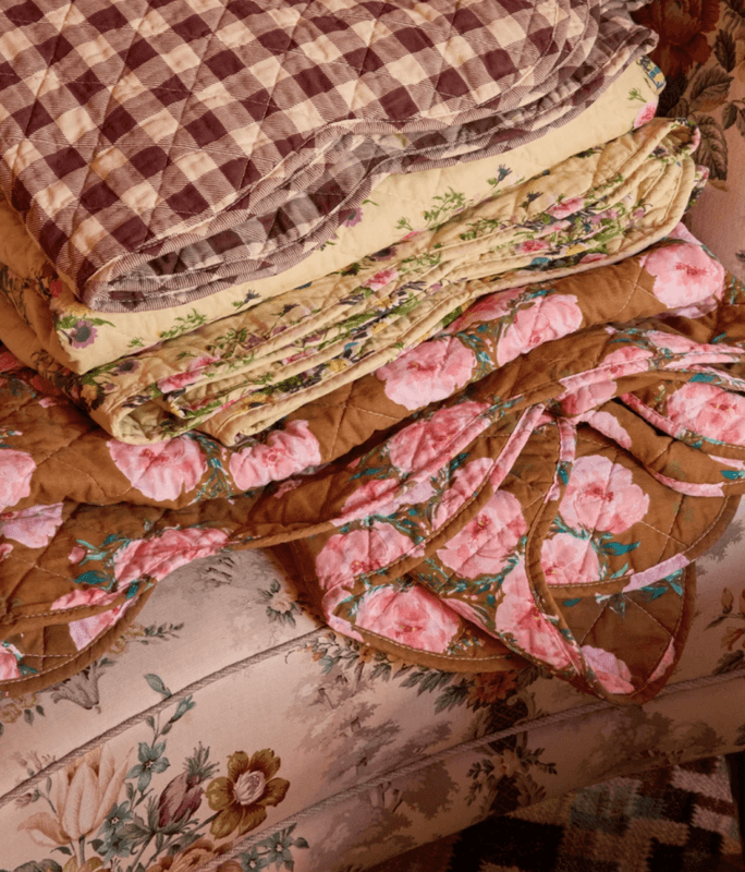 QUILT TEPPE - Vintage Rosa Roser - Rice