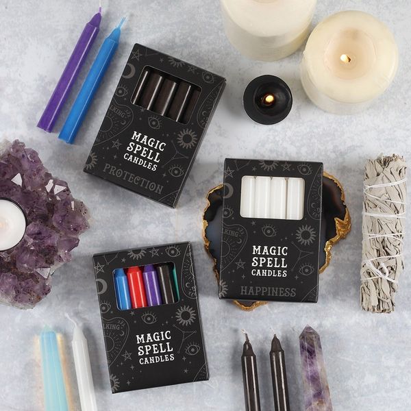 Hovedbilde STEARINLYS – Hvite Spell Candles Happiness – 12 ...
