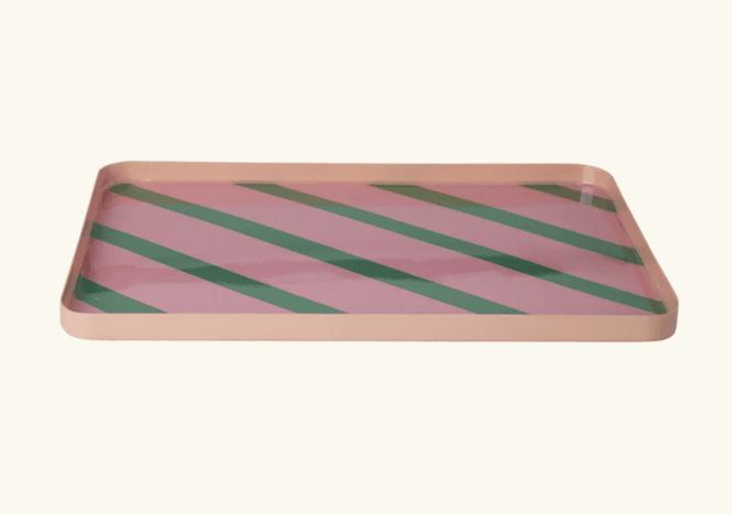 Hovedbilde METALLBRETT – Rosa striper – Rice
