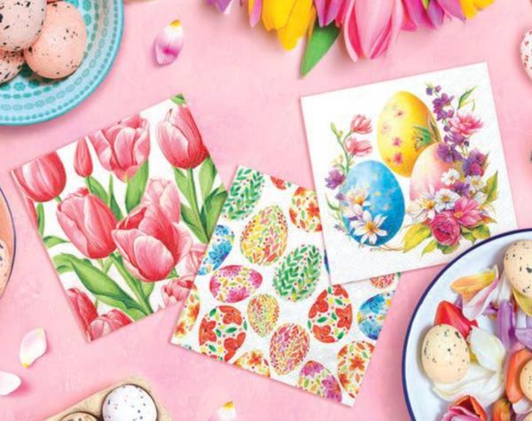 Hovedbilde SERVIETTER – Akvarell Påskeegg – 20 pk