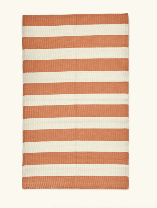 Hovedbilde GULVMATTE – Korall og krem striper – 90x150 cm ...