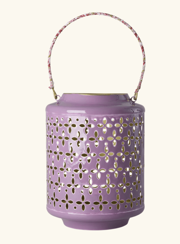 STOR LYKT – Blomster – Lilla – Rice