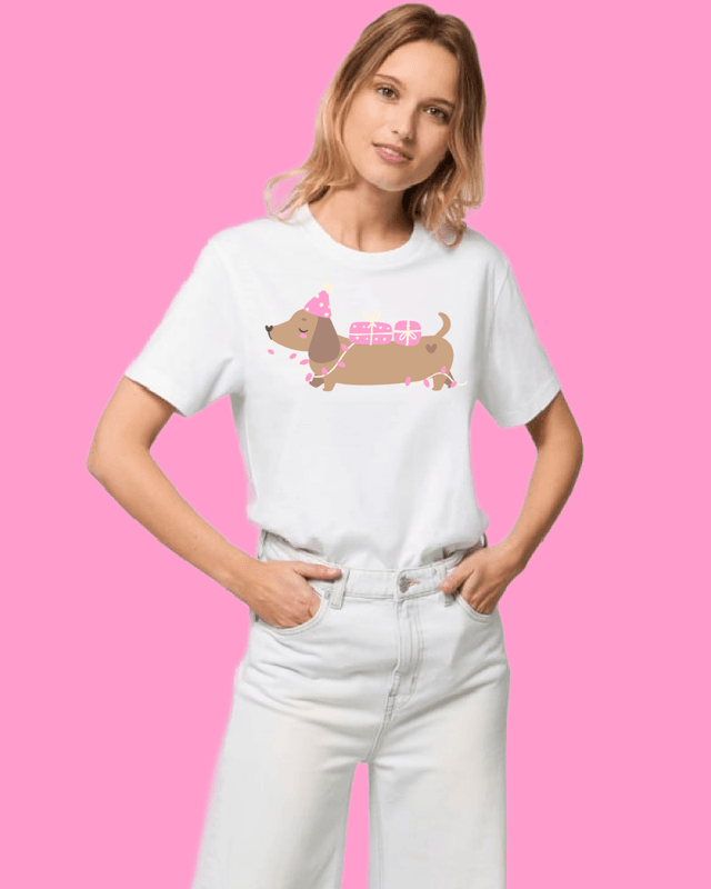 T-SKJORTE – Dachshund med gaver – Festligetrykk