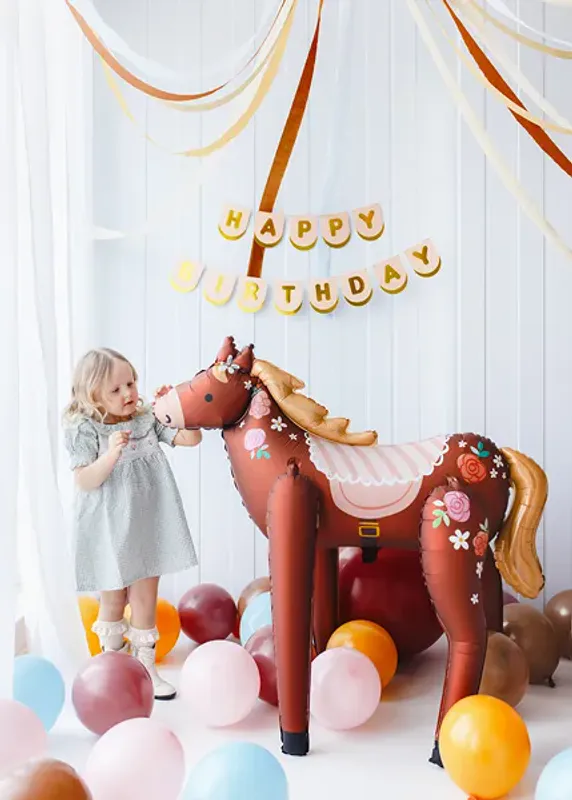 FOLIEBALLONG – Stående hest med blomster – PartyDeco
