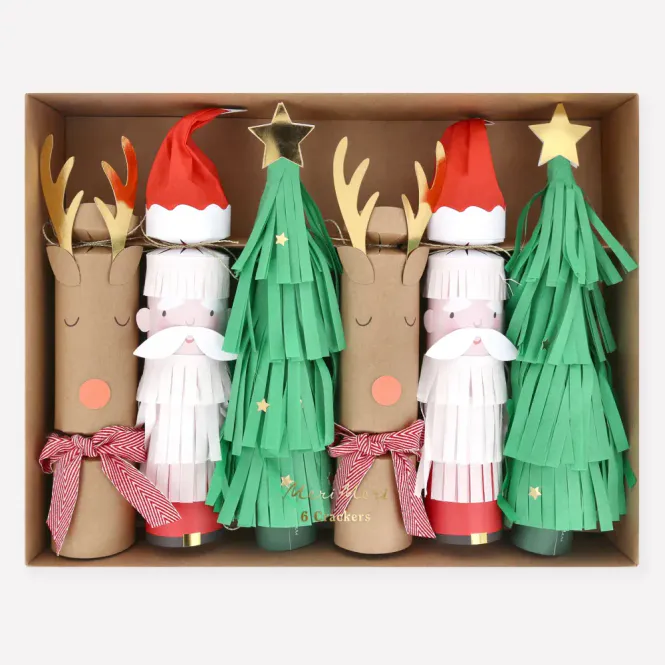 Hovedbilde NON-SNAP CRACKERS – Julenisse reinsdyr juletre ...