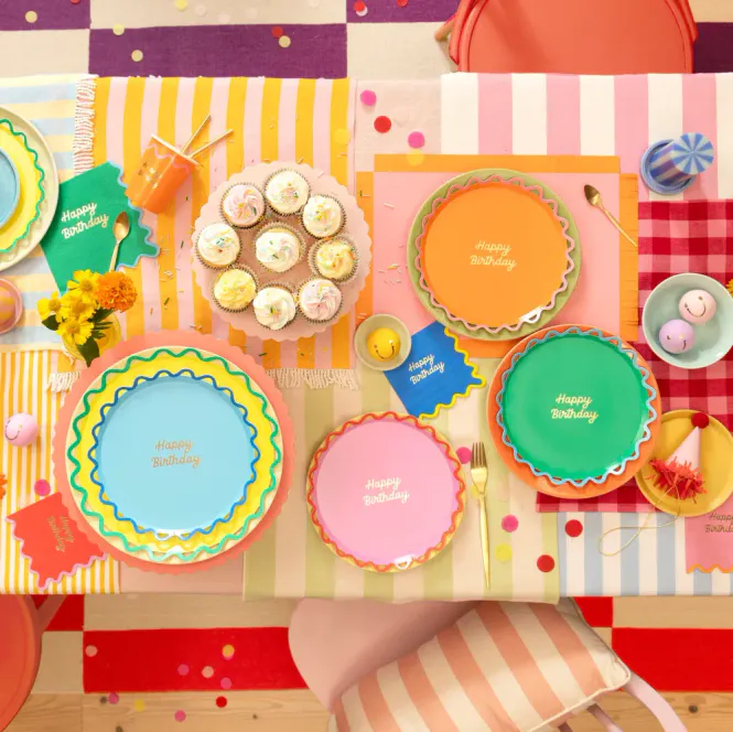Hovedbilde SERVIETTER – Happy Birthday med bølgekant – 16 ...