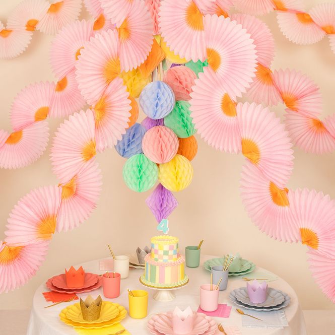 Hovedbilde GIRLANDER – Rosa honeycomb vifter – Meri Meri