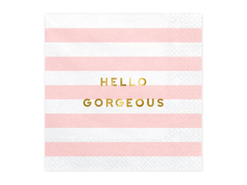 SERVIETTER – Hello Gorgeous – Lys rosa og hvit – PartyDeco