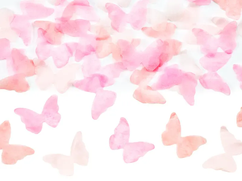 KONFETTIKANON – Sommerfugler rosa – 20 cm – PartyDeco