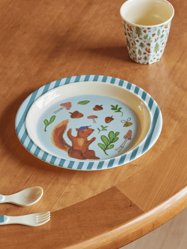 ASJETT – Happy Forest Print – Blå – Rice