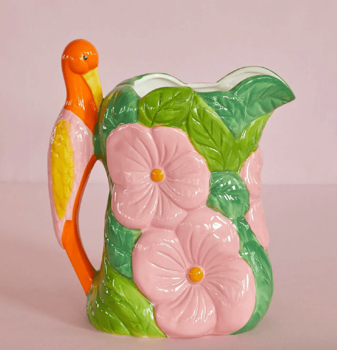 KERAMIKKVASE – Trane og blomster – Rice