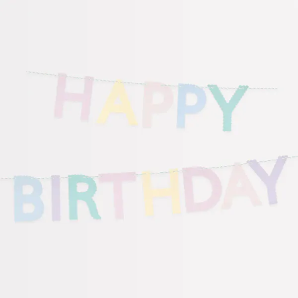 Hovedbilde GIRLANDER – Happy Birthday pastell – Meri Meri