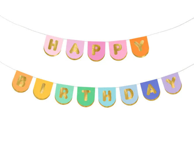 Hovedbilde GIRLANDER - Happy Birthday - Pastellmix - PartyDeco