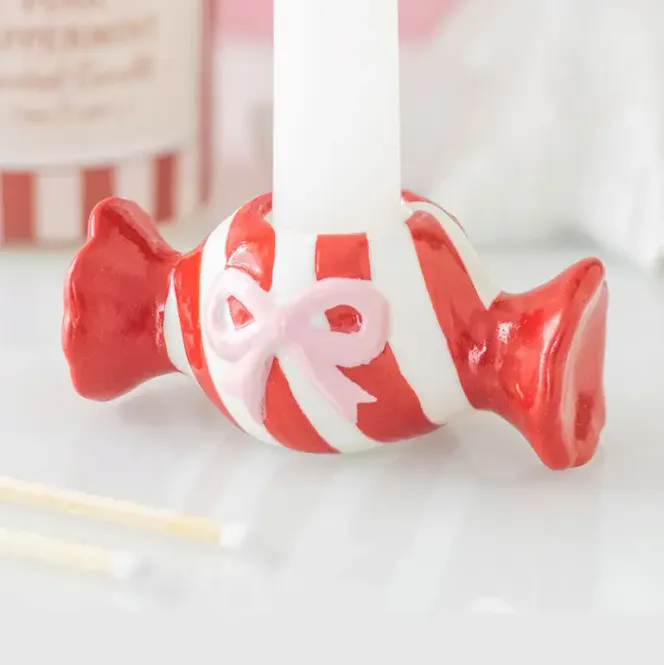 Hovedbilde LYSESTAKE – Candy med striper og sløyfe – ...