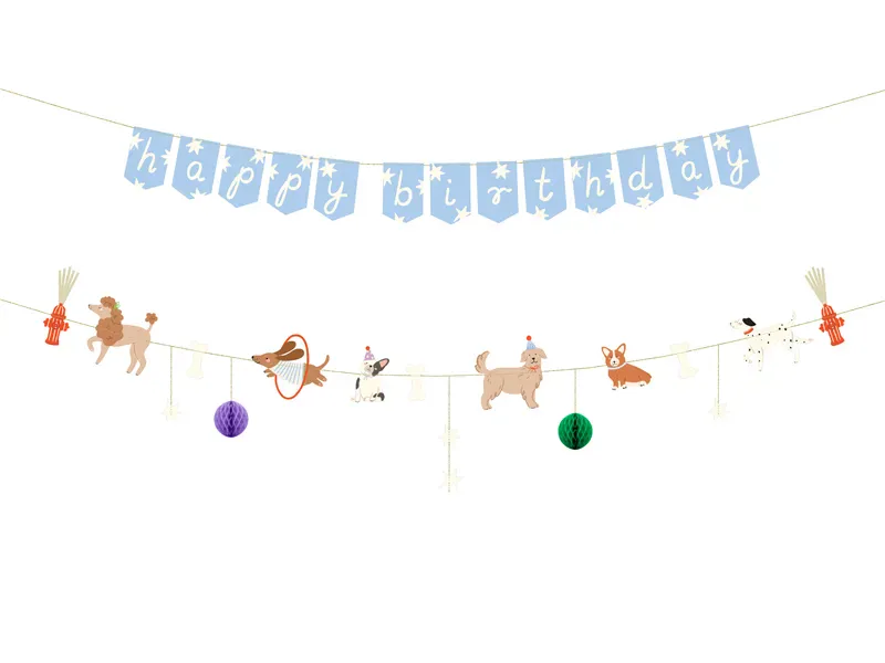GIRLANDER – Happy Birthday med søte hunder – PartyDeco