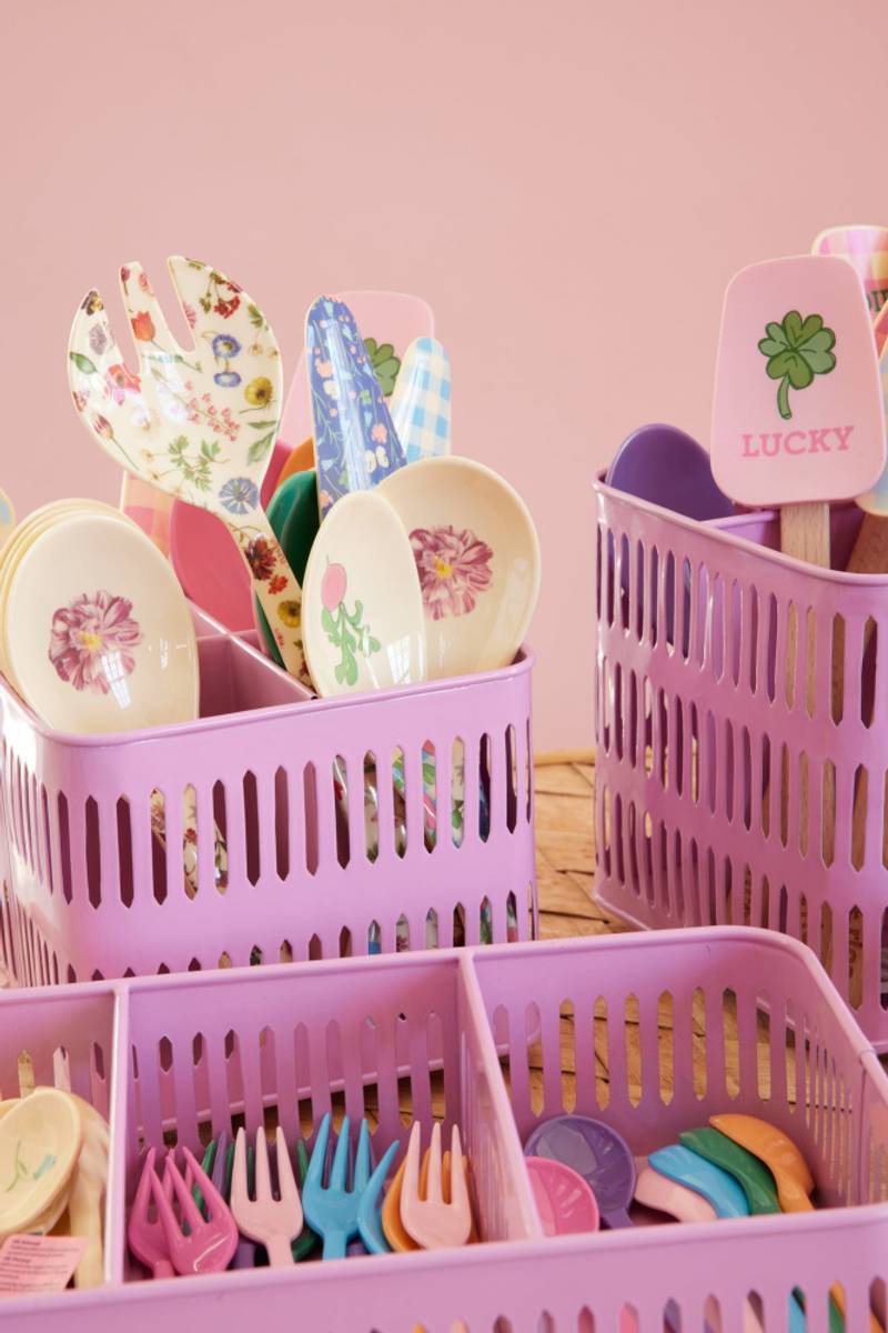 LITEN FIRKANTET OPPBEVARINGSKURV – Rosa – Metall – Rice